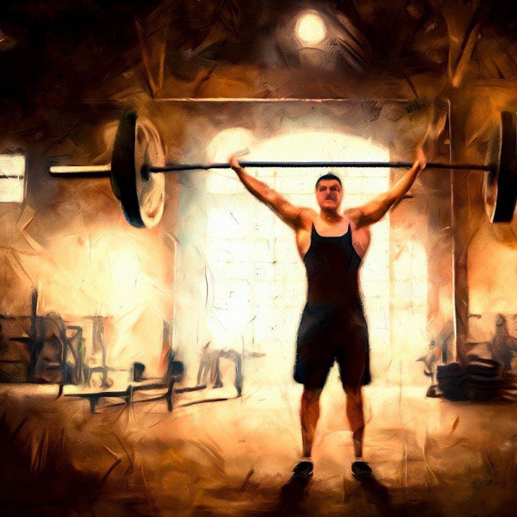CrossFit training in an industrial setting - Oil painting style