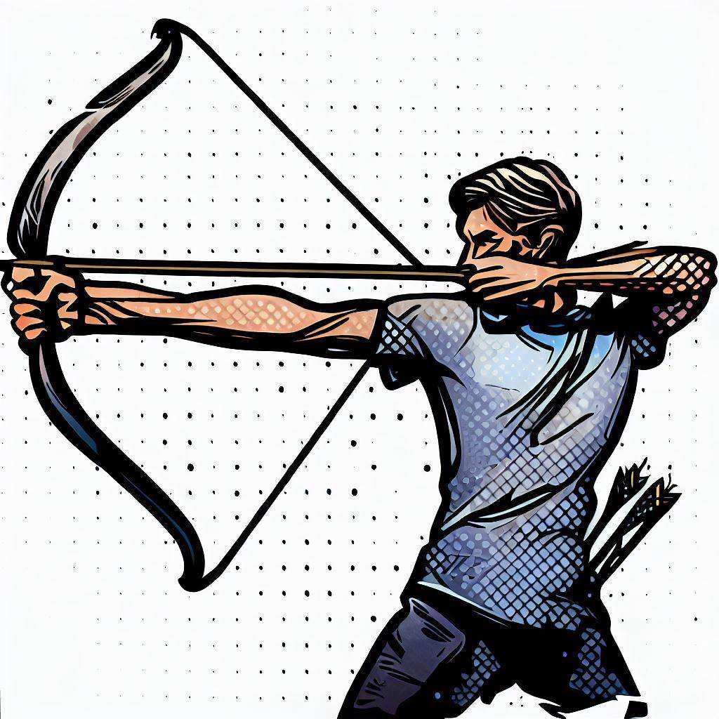 A person practicing archery - Comic book style