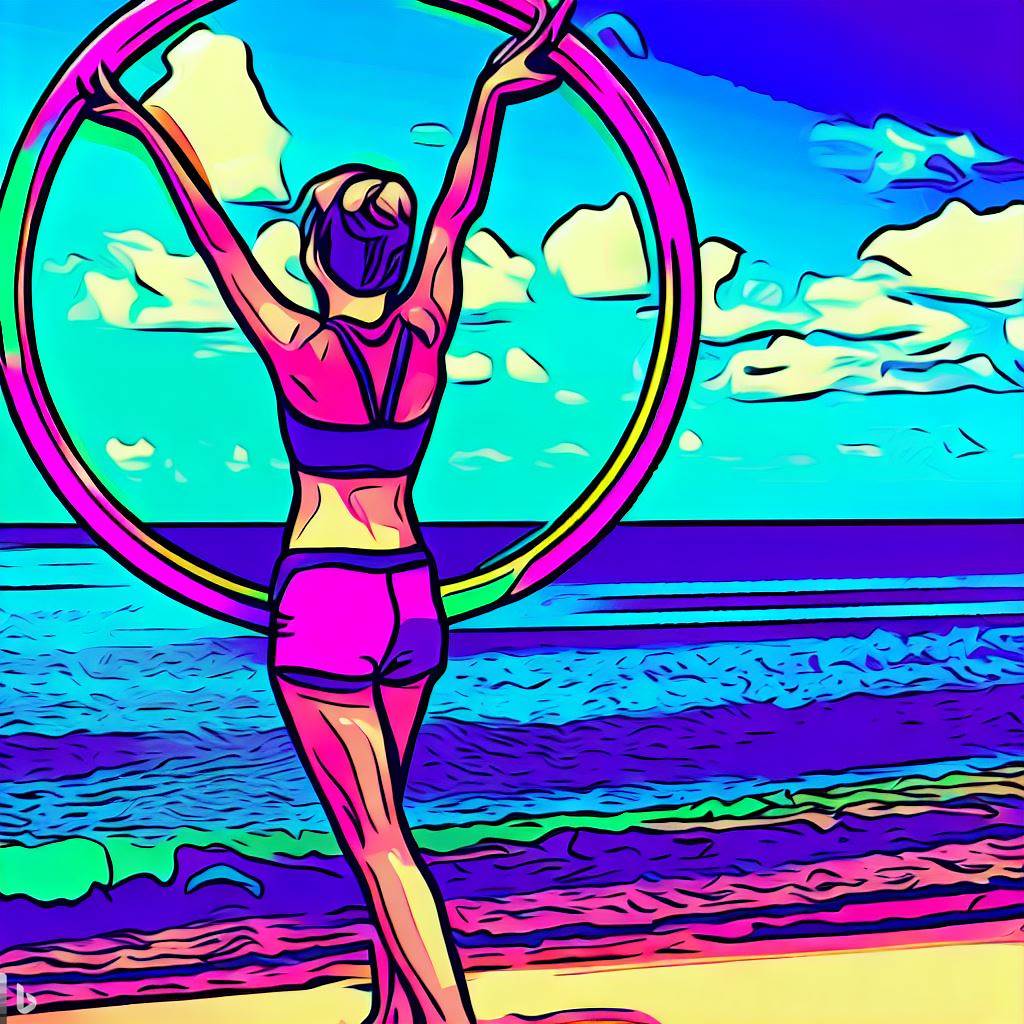 Hula hoop workout by the ocean - Pop art style