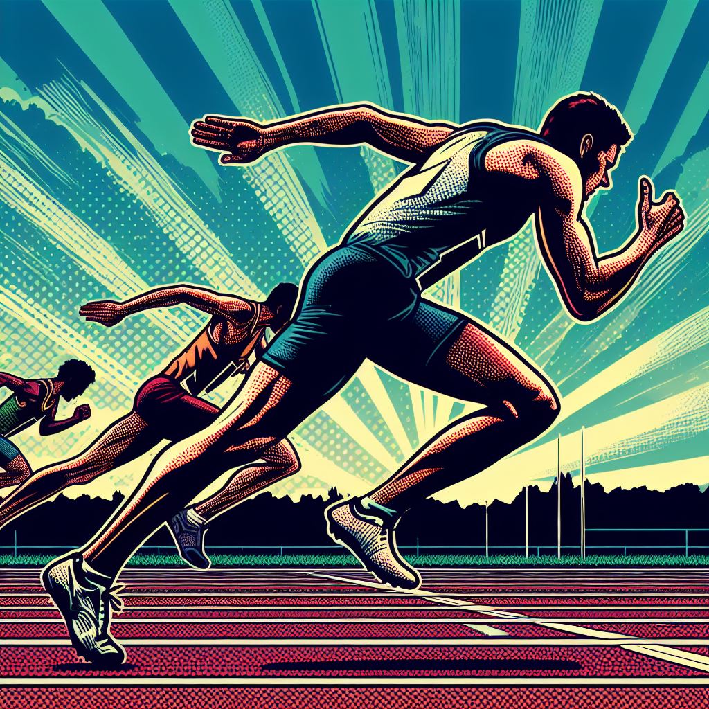 Running track and field relay race - Pop art style