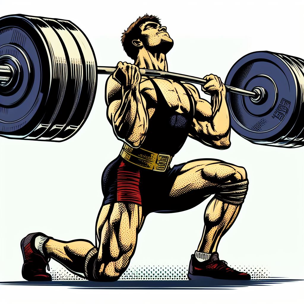 A powerlifter lifting a heavy barbell - Comic book style
