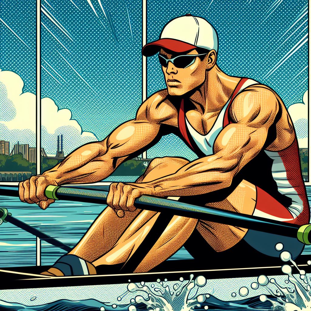 A rower in a competitive race - Comic book style